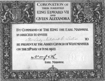 B12. 1902 Invitation to King Edward Vll’s Coronation